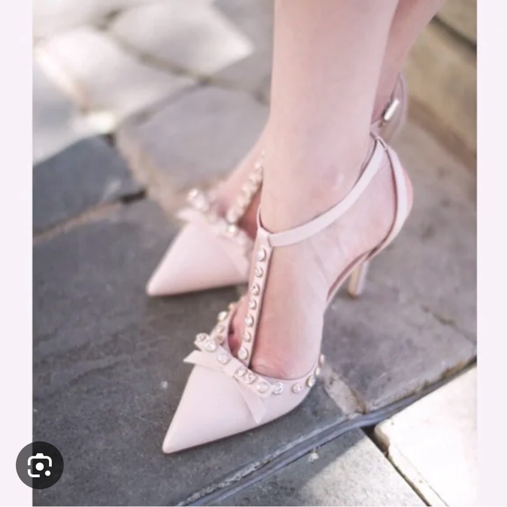 Elegant Pink Studded Women's Heels